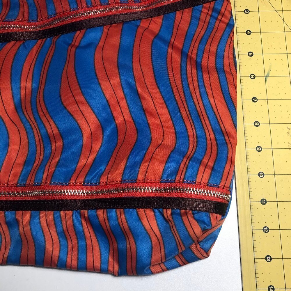 Marc By Marc Jacobs Striped Tote Shoulder Bag Blue Orange Zip Boho Designer 2614 - Picture 9 of 9